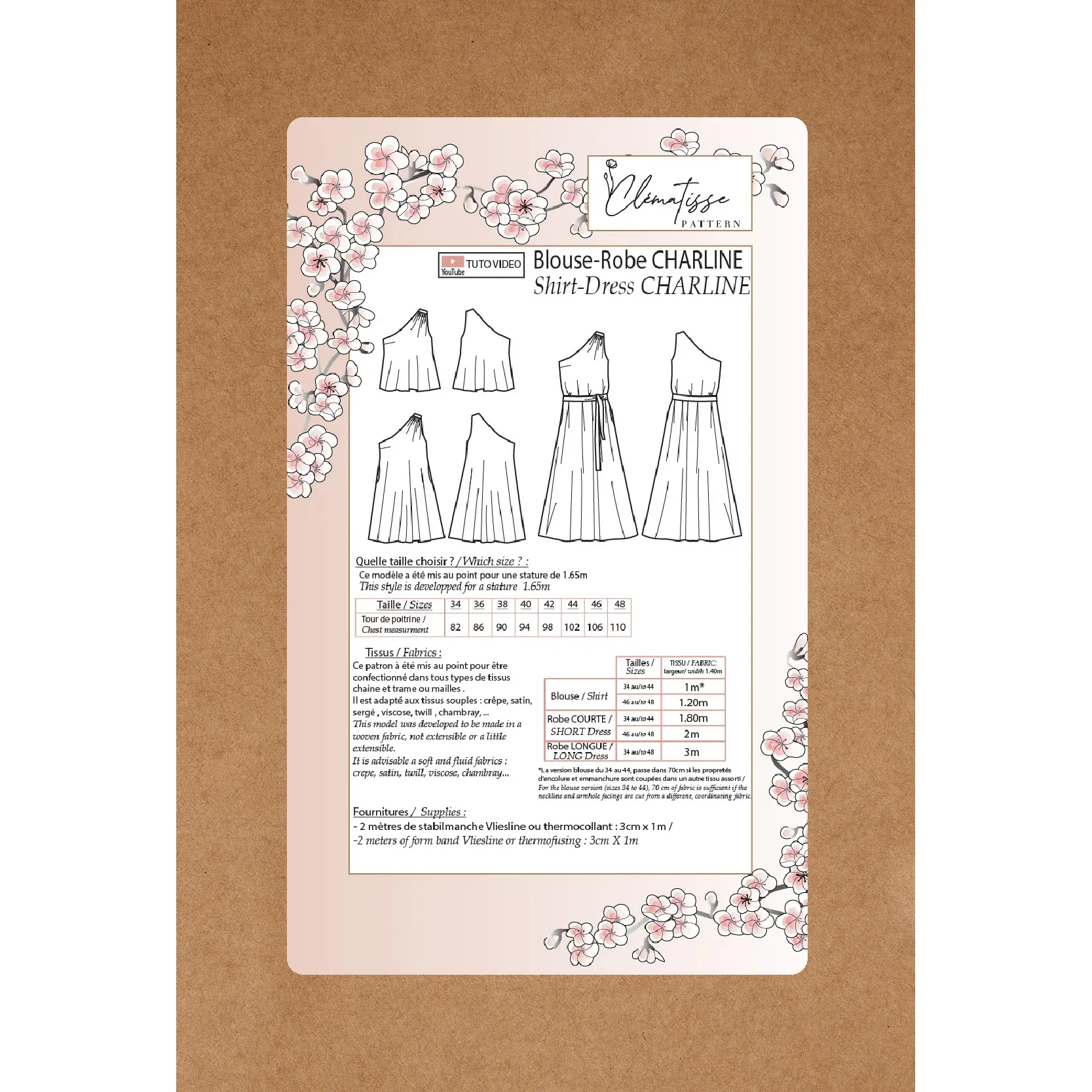 Patron de couture Blouse-Robe CHARLINE