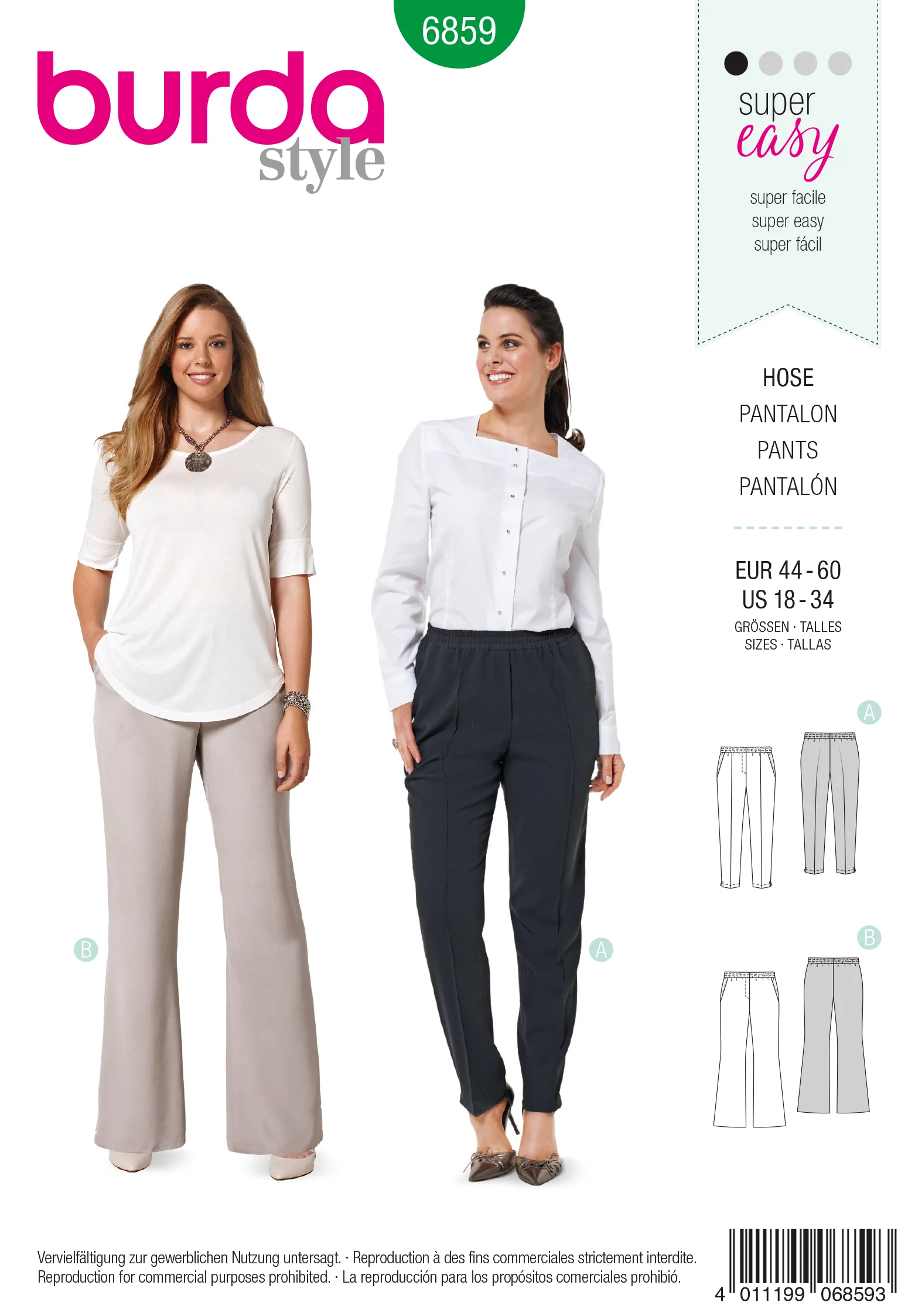Patron n°6859 : Pantalon élastique à la taille