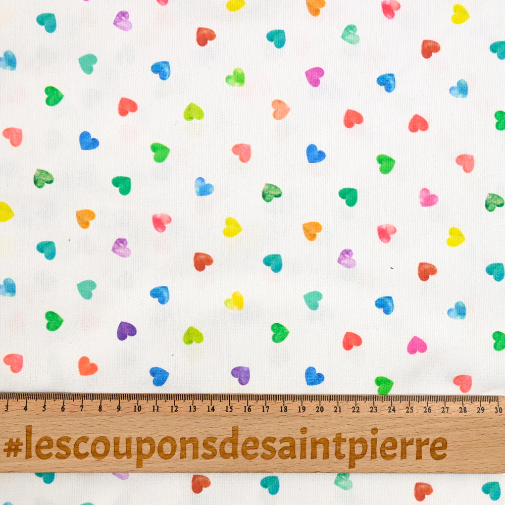 Piqué de coton imprimé arc en ciel de coeur - Image 3