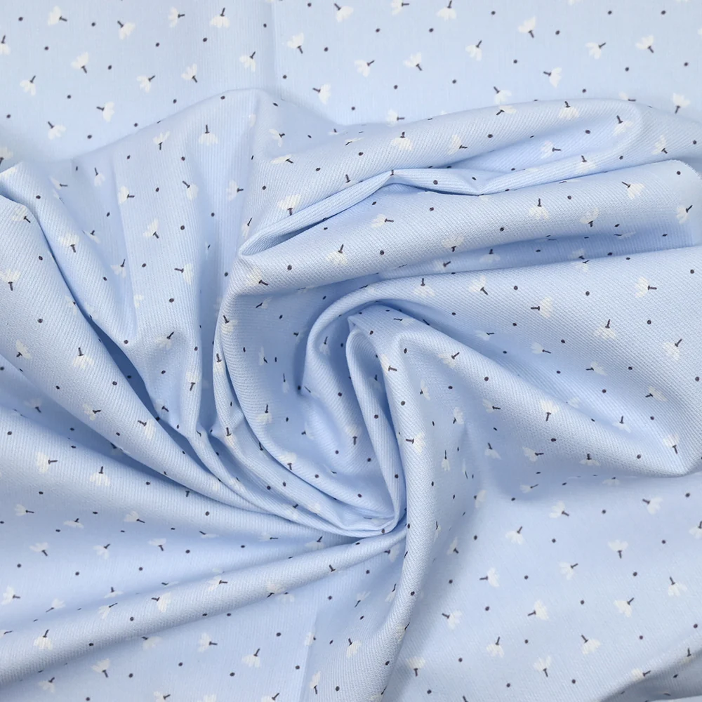 Piqué de coton imprimé pissenlit fond bleu clair - Image 2