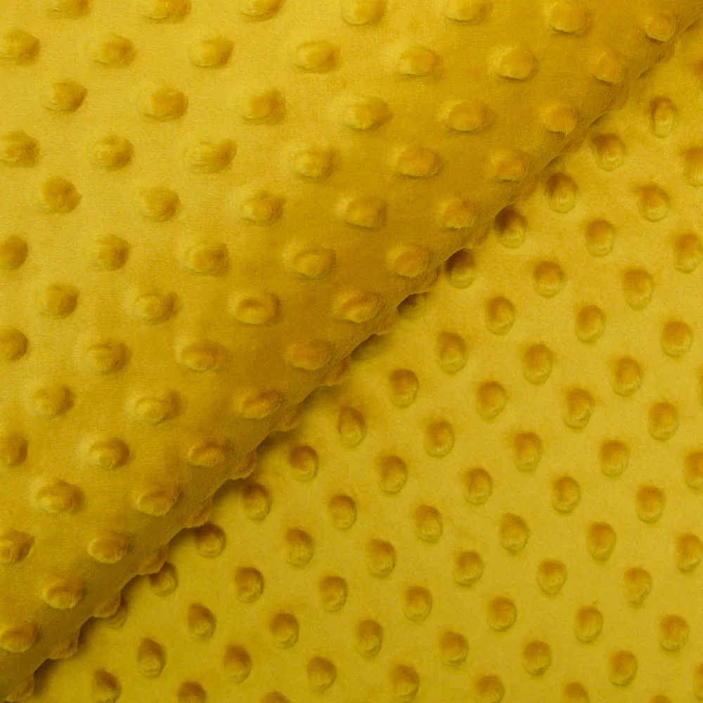 Polaire minky relief jaune moutarde
