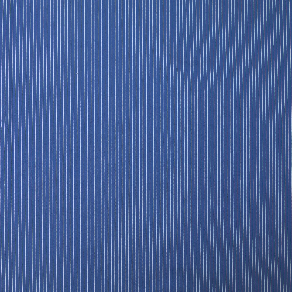 Polycoton rayé bleu 3 mm fond bleu