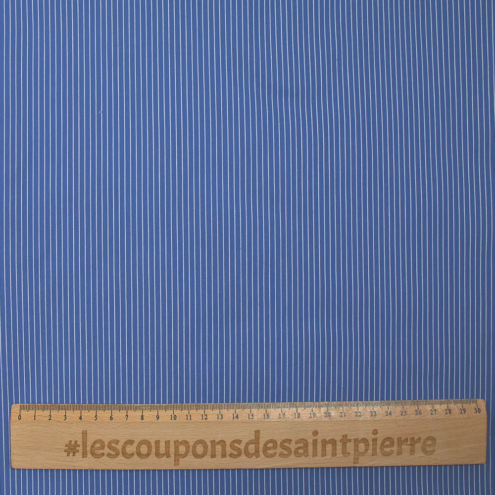 Polycoton rayé bleu 3 mm fond bleu - Image 3