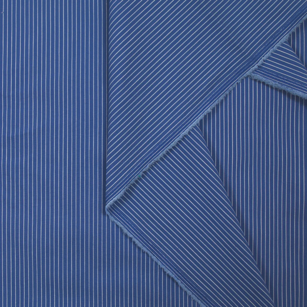 Polycoton rayé bleu 3 mm fond bleu - Image 4