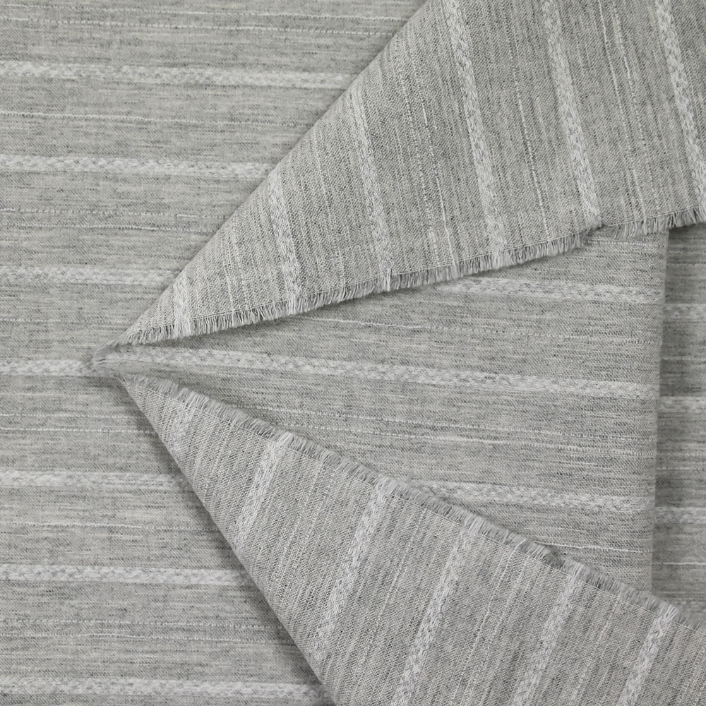 Polycoton rayure texturée ton sur ton fond gris - Image 4