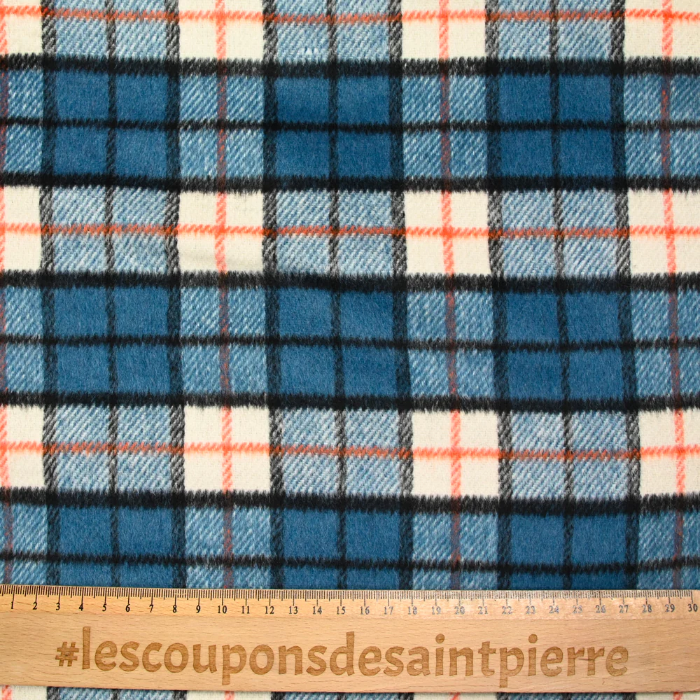 Polyester cardé à carreaux bleu - Image 3