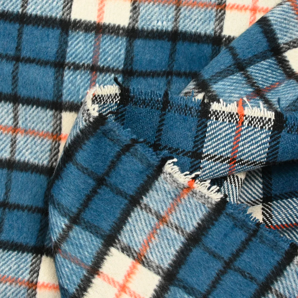 Polyester cardé à carreaux bleu - Image 4