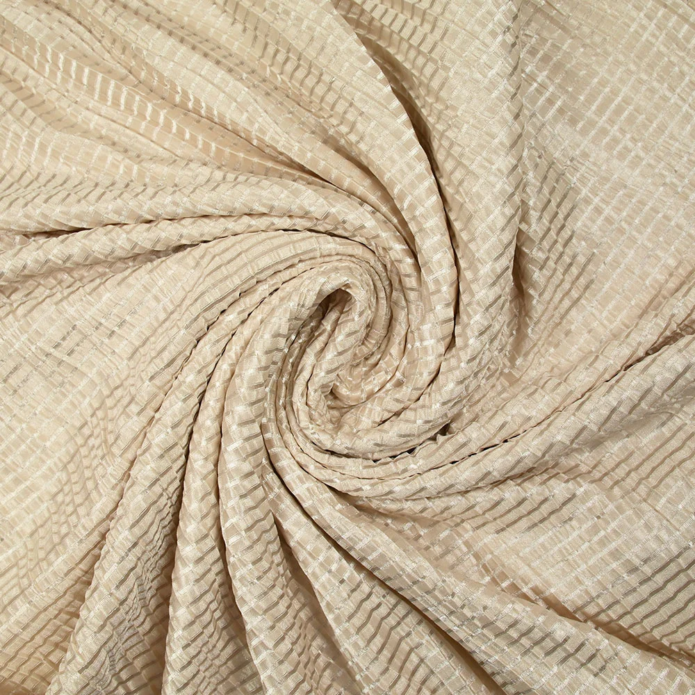 Polyester rayé et satiné effet froissé ivoire - Image 2