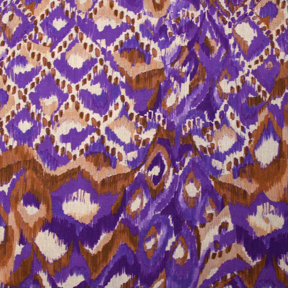 Polyester tissé imprimé ikat de brume violet