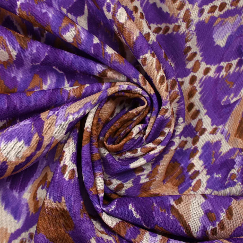 Polyester tissé imprimé ikat de brume violet - Image 2