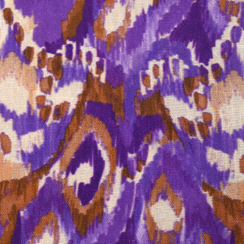 Polyester tissé imprimé ikat de brume violet - Image 4