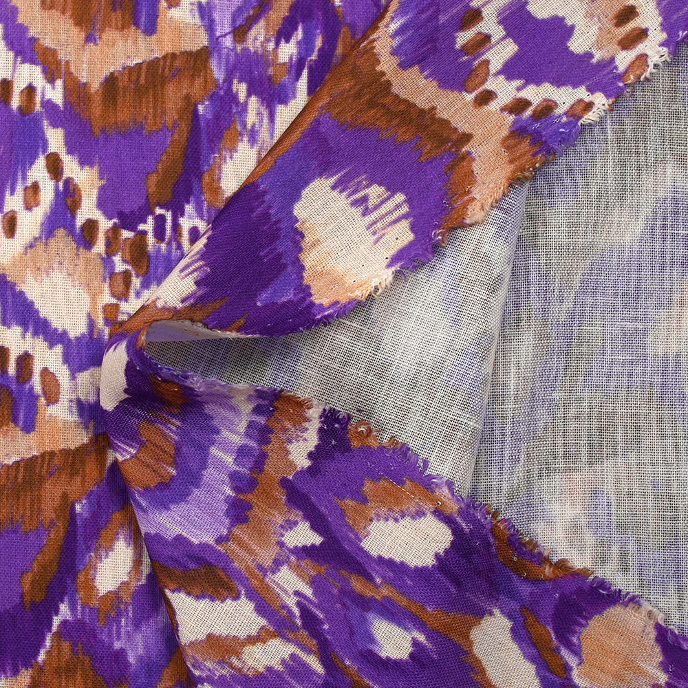 Polyester tissé imprimé ikat de brume violet - Image 6