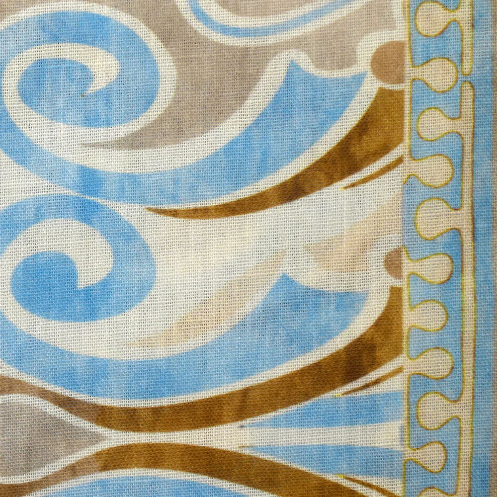 Polyester tissé imprimé moulure royale beige, bleu ciel et marron - Image 6