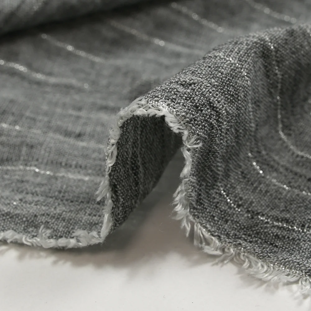 Chambray rayure Lurex Manon fond anthracite - Image 6