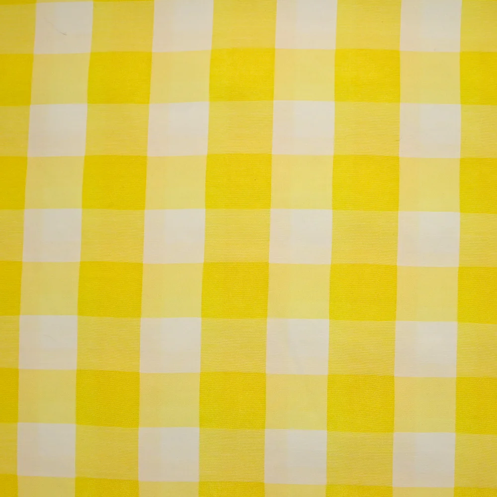 Polyviscose tissée-teinte vichy 30 mm blanc et jaune - Image 4