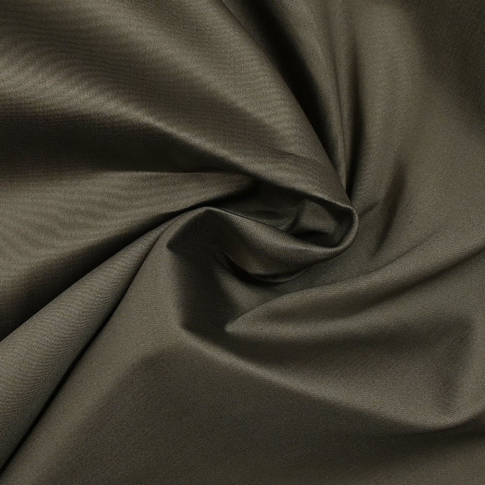 Popeline de coton élasthanne satinée taupe foncé - Image 2