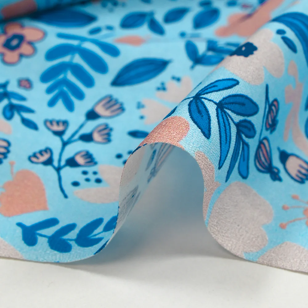 Popeline de coton imprimée bonheur floral fond bleu ciel - Image 6