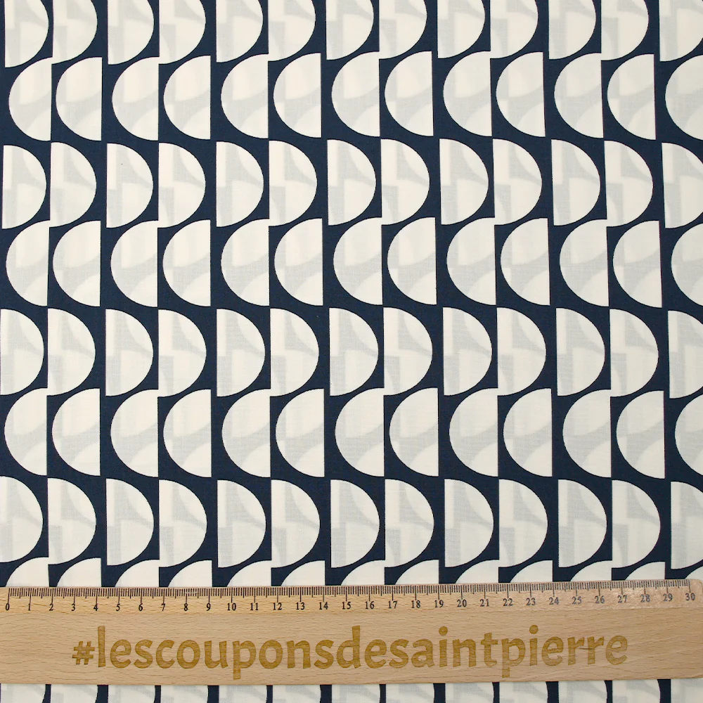 Popeline de coton imprimée demi-cercle fond bleu nuit - Image 3