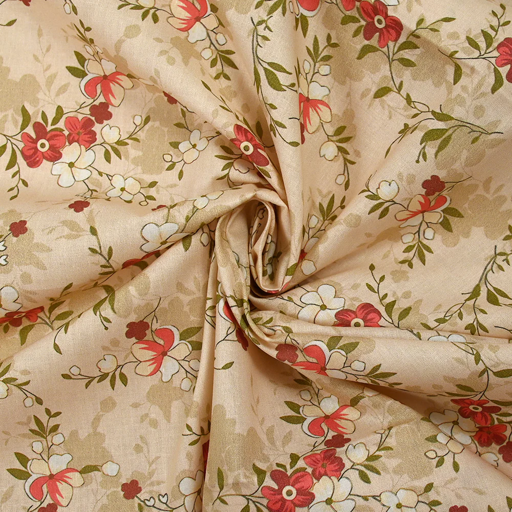 Popeline de coton imprimée fleurs et ses ombres fond écru - Image 2