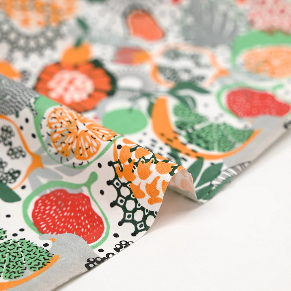 Popeline de coton imprimée fruit exotique orange et vert - Image 6