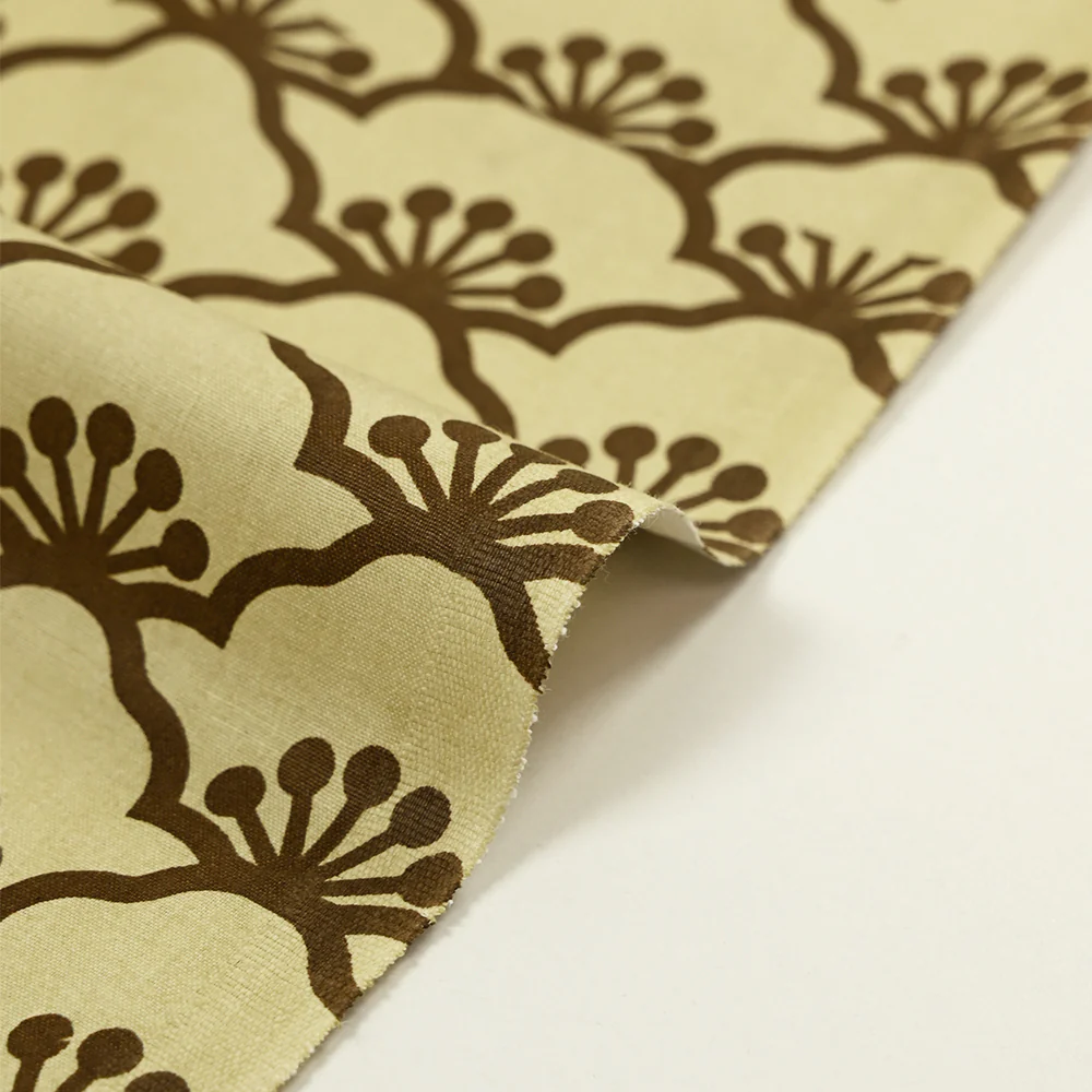 Popeline de coton imprimée graphique marron fond beige - Image 6