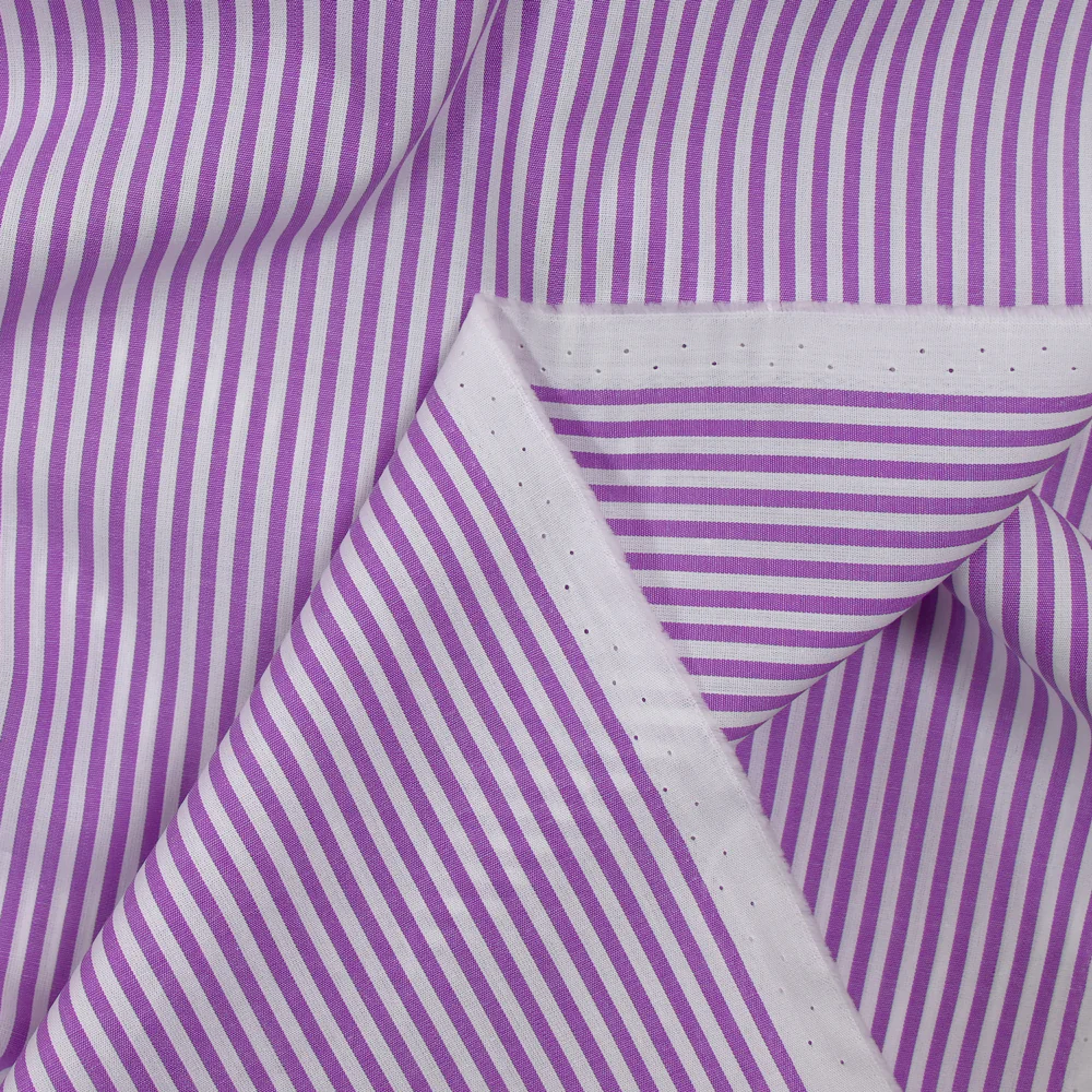 Popeline de coton tissée-teinte rayée améthyste - Image 4