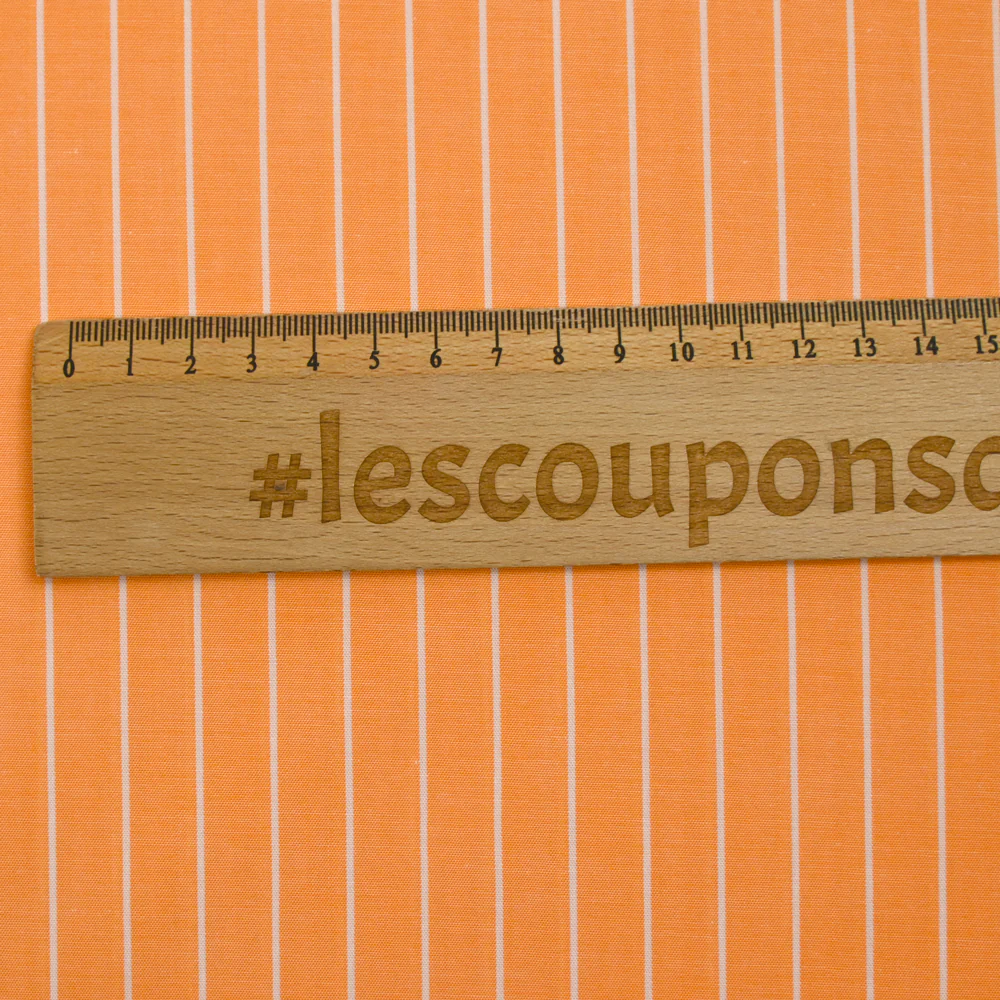 Popeline de coton tissée-teinte rayée fond papaye - Image 3
