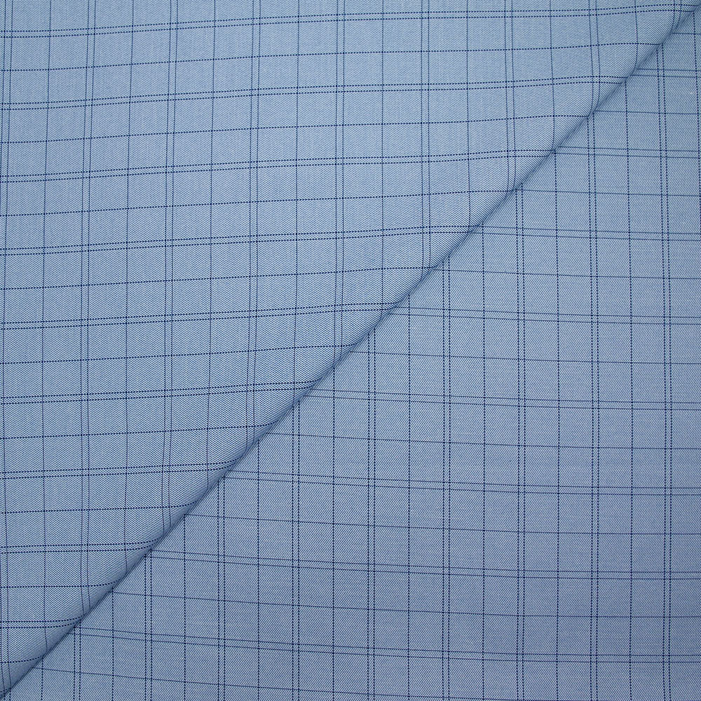 Popeline polycoton Ă carreaux bleu marine fond bleu