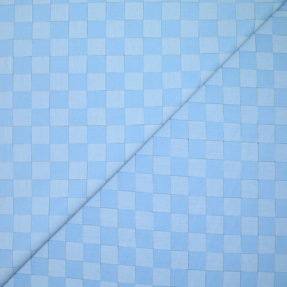 Popeline polycoton Ă damiers bleu