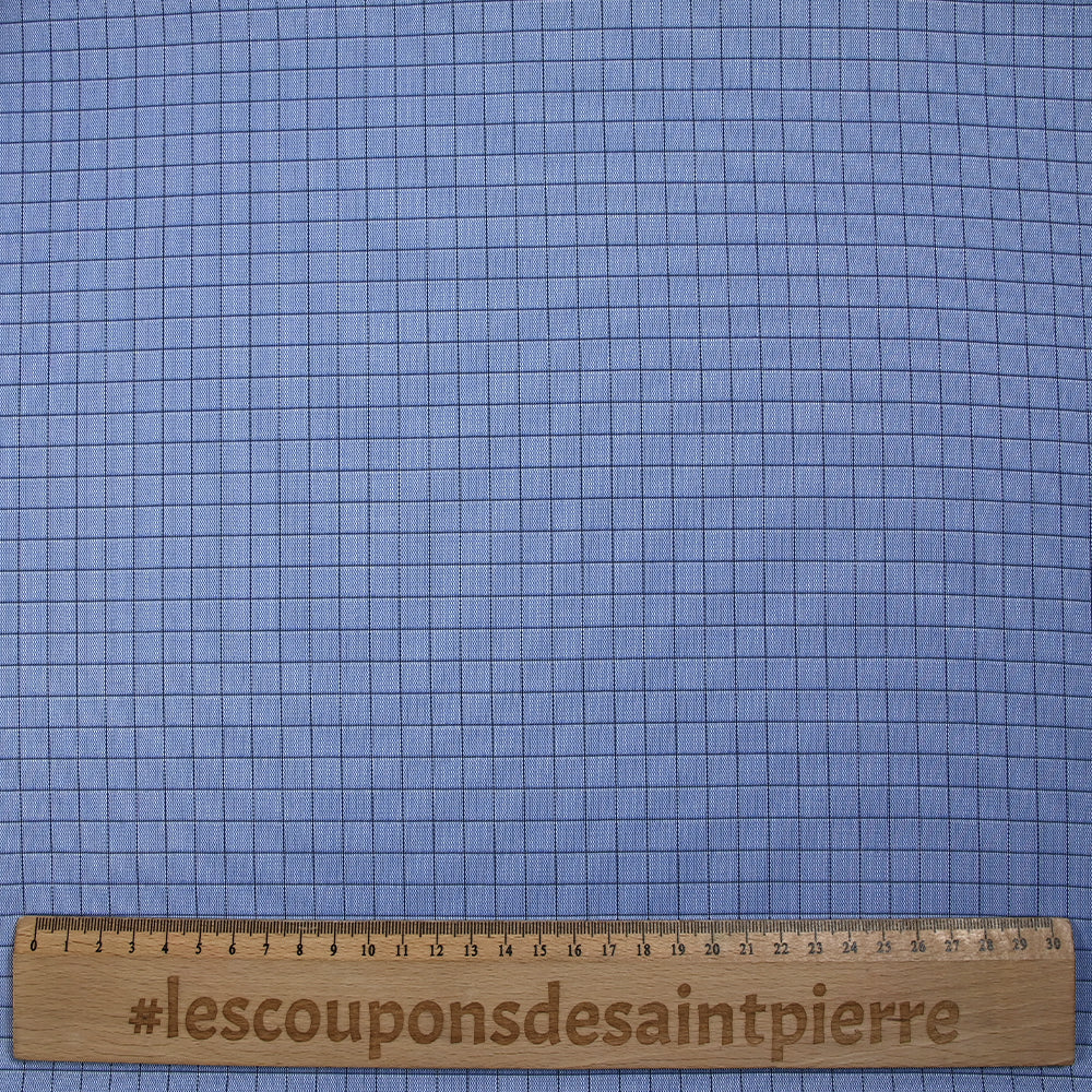 Popeline polycoton tissée-teinte à carreaux Émilien fond bleu - Image 3