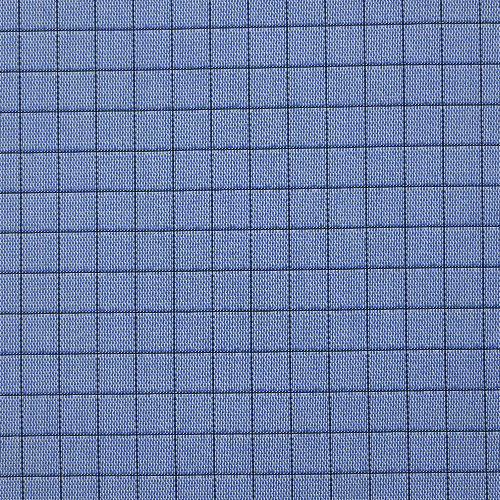 Popeline polycoton tissée-teinte à carreaux Émilien fond bleu - Image 4