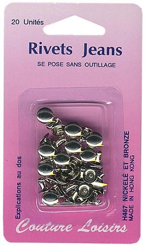 Rivets jeans couleur nickelée X20