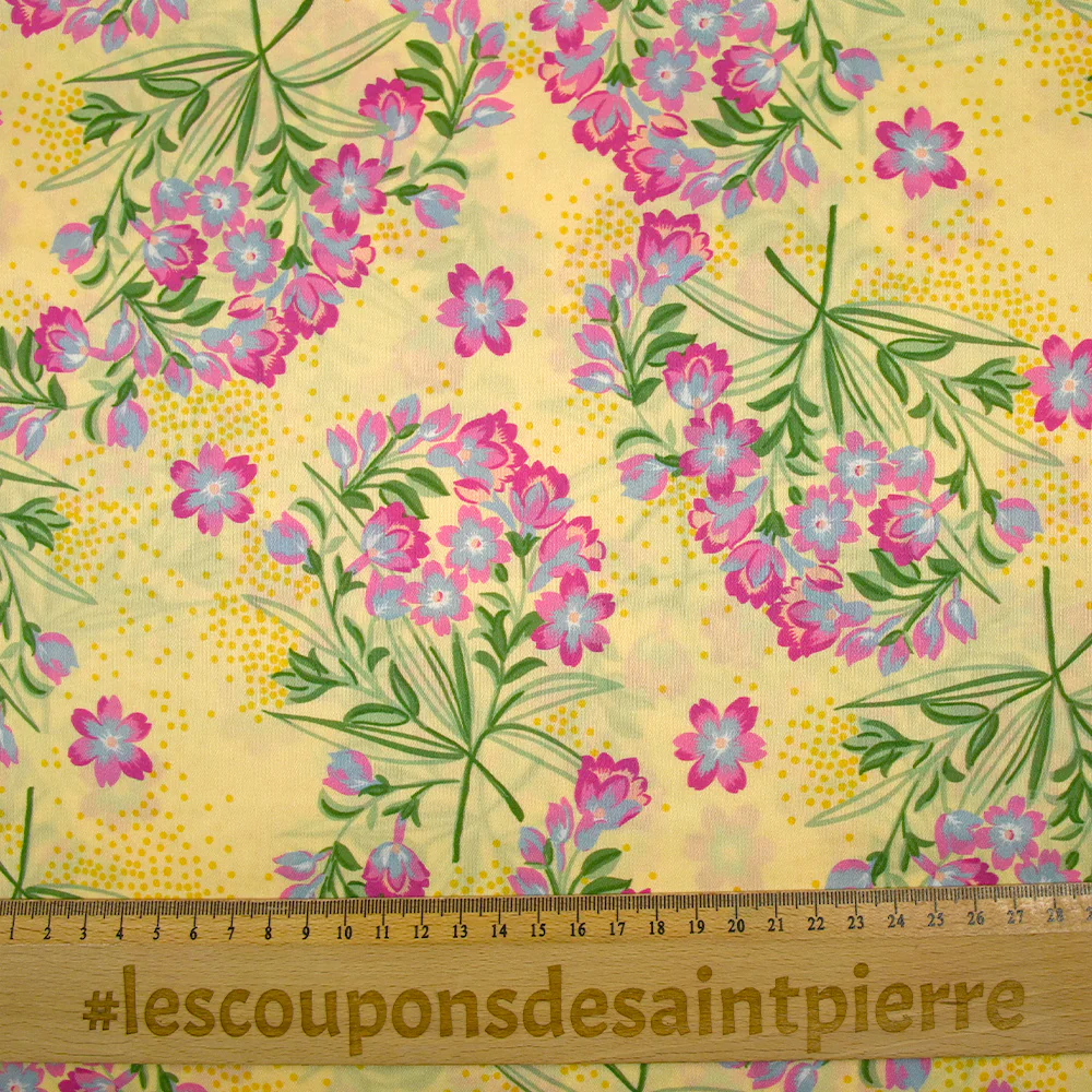 Satin 100% soie imprimé printemps fond vanille - Image 3