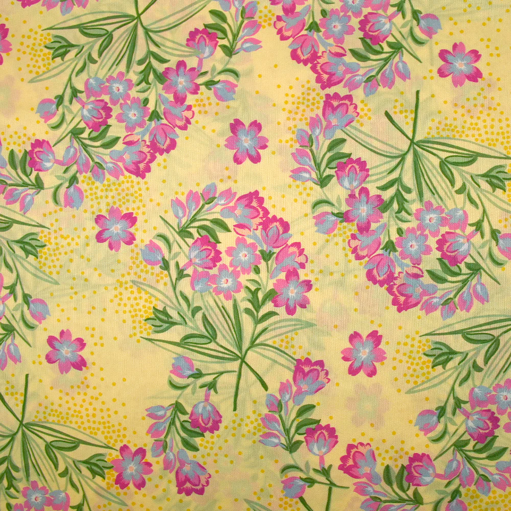 Satin 100% soie imprimé printemps fond vanille - Image 4