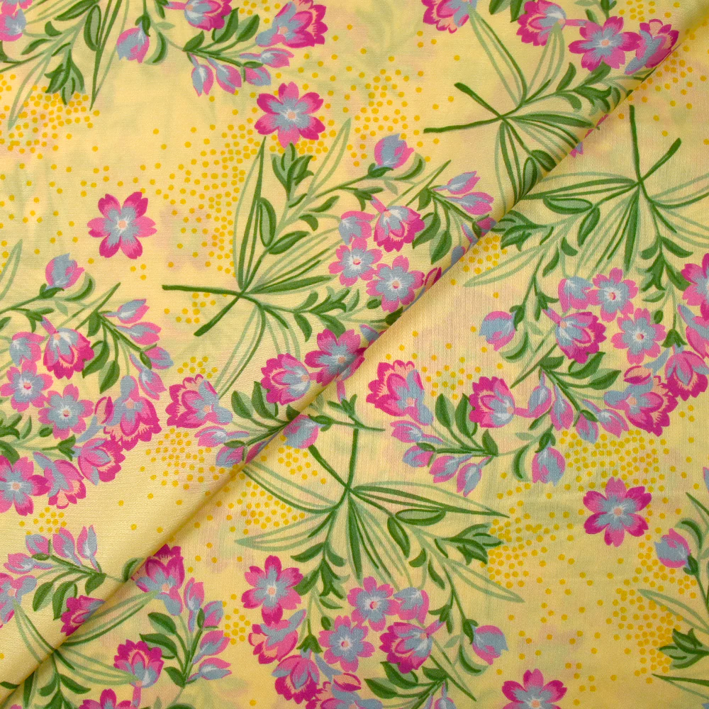 Satin 100% soie imprimé printemps fond vanille - Image 5