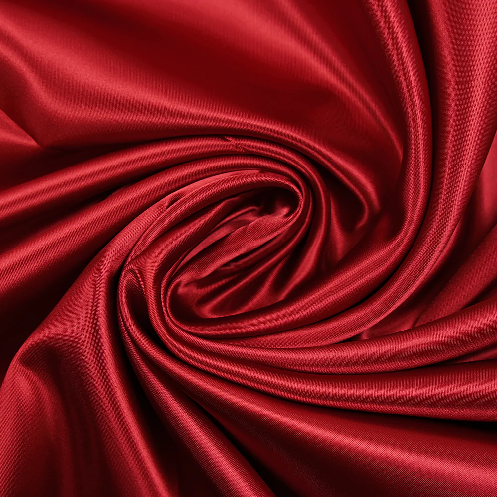 Satin de polyester rouge coquelicot - Image 2