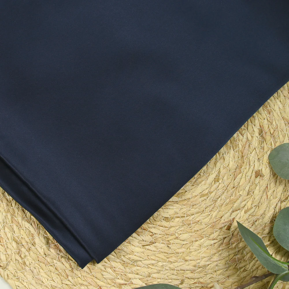 Satin de soie 100% bleu marine