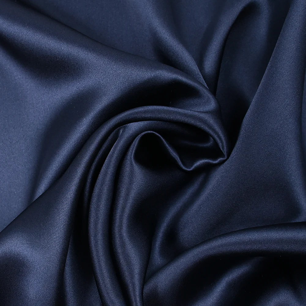 Satin de soie 100% bleu marine - Image 2