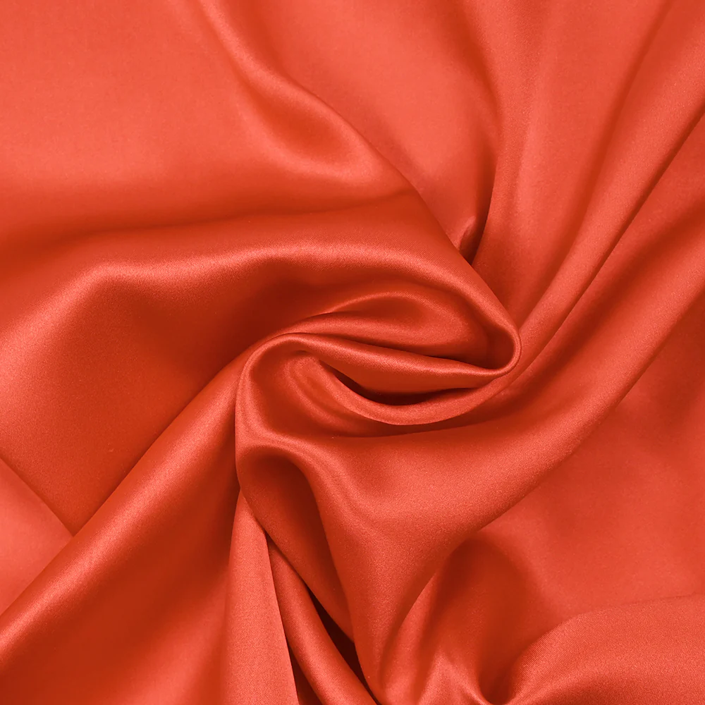 Satin de soie 100% orange corail - Image 2