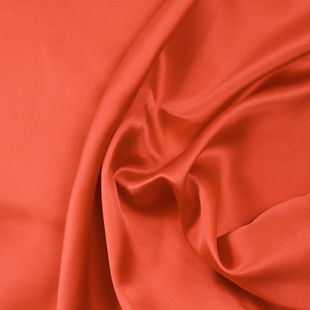 Satin de soie 100% orange corail - Image 3