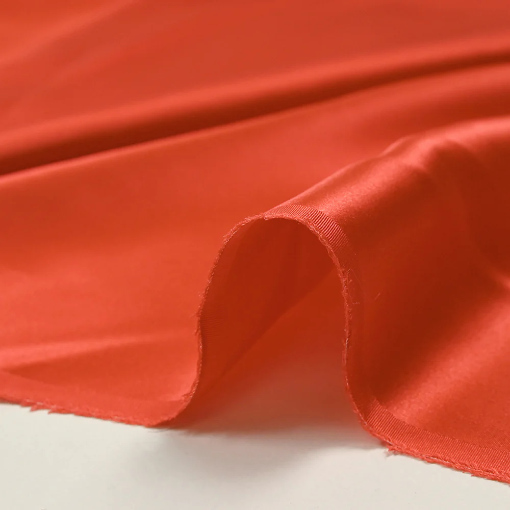 Satin de soie 100% orange corail - Image 7