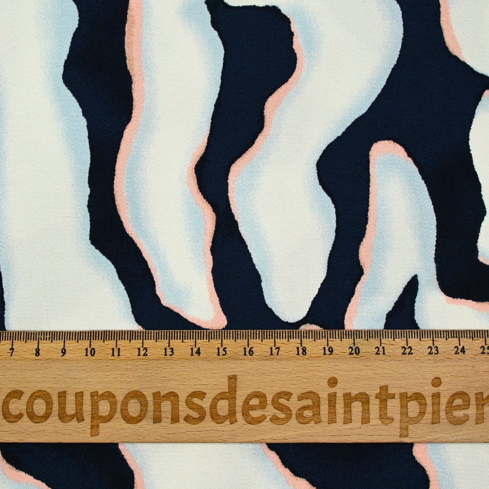 Satin de viscose imprimé Colorado bleu marine - Image 4