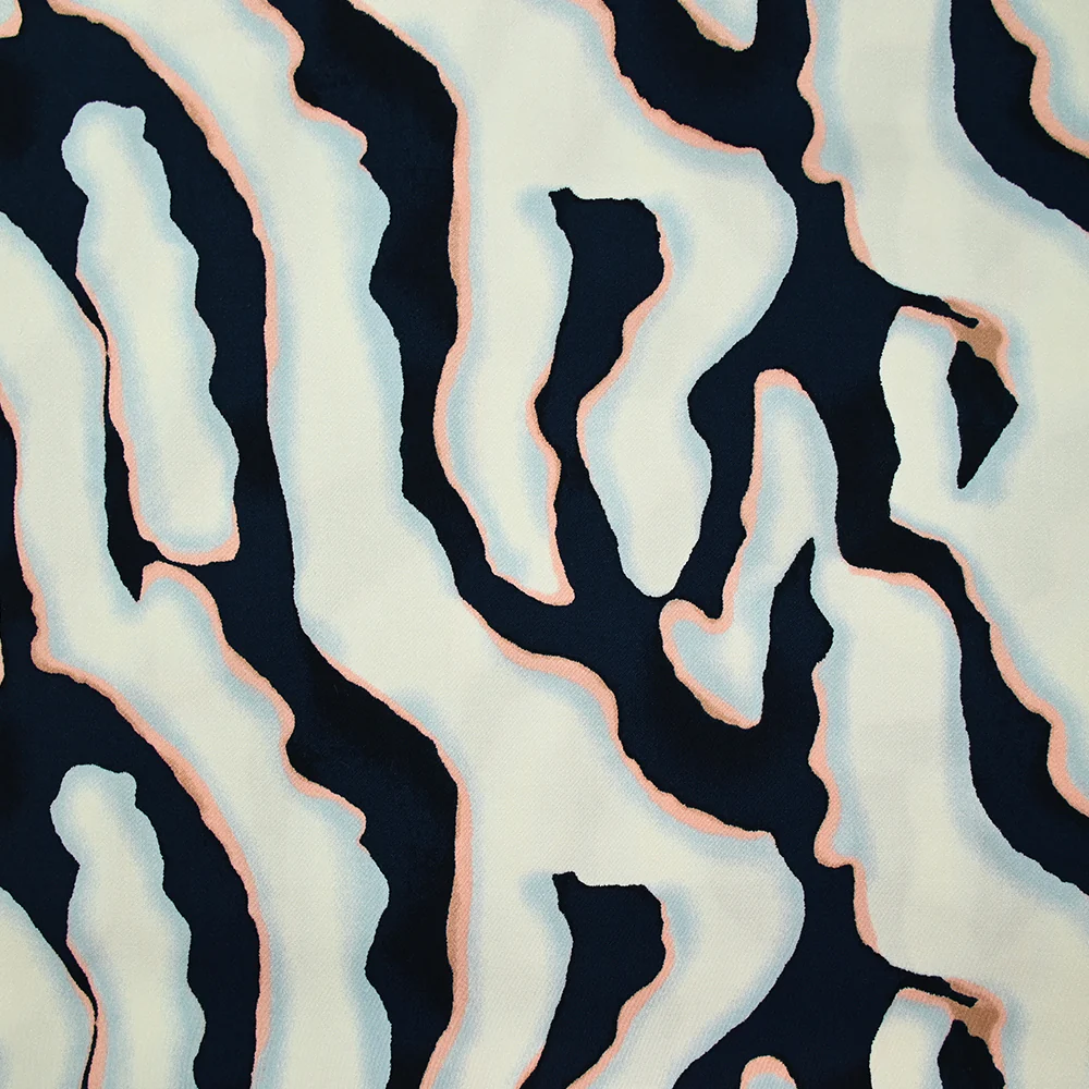 Satin de viscose imprimé Colorado bleu marine - Image 5