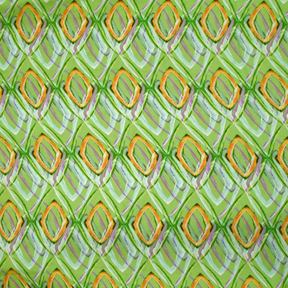 Satin de viscose imprimé disco retro fond vert