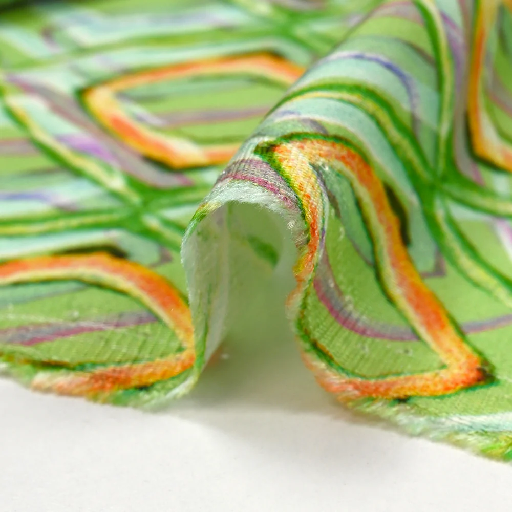 Satin de viscose imprimé disco retro fond vert - Image 6