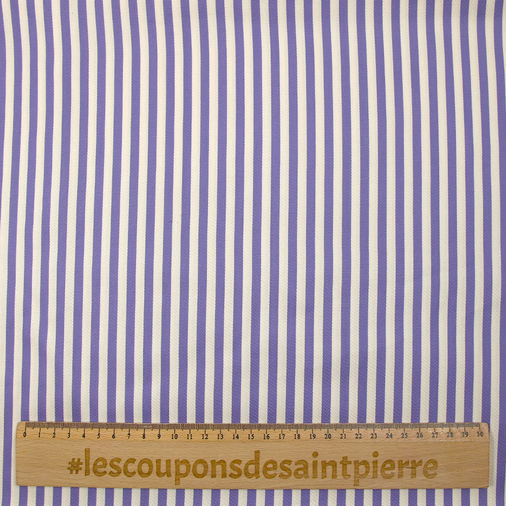 Satin de viscose tissé-teint rayé 6 mm mauve et blanc cassé - Image 3