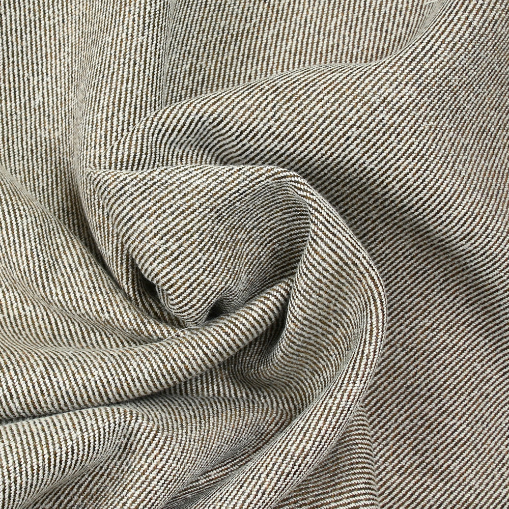 Sergé polyester blanc et camel - Image 2