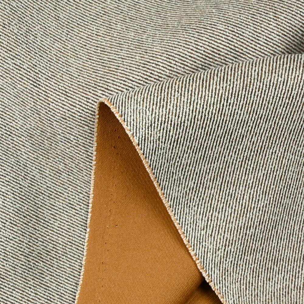 Sergé polyester blanc et camel - Image 4