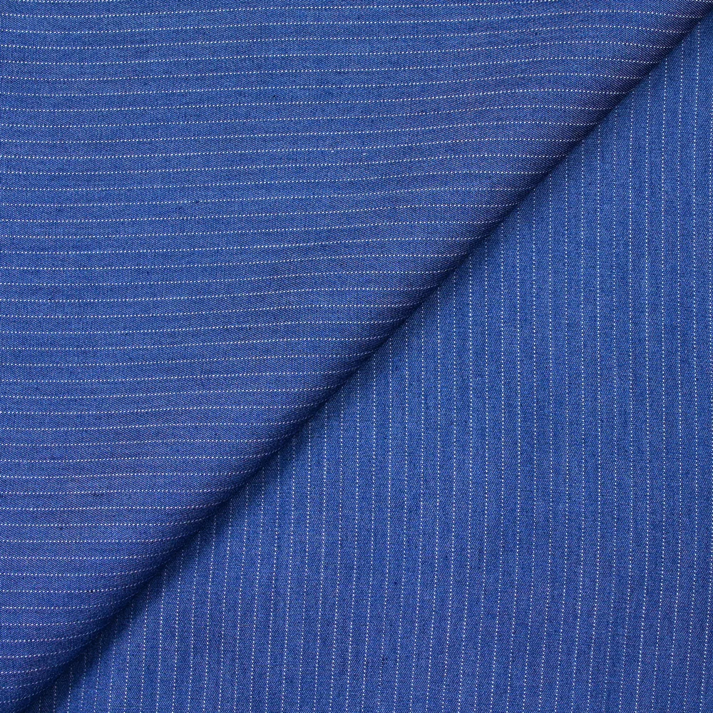 Tencel jeans rayé bleu foncé
