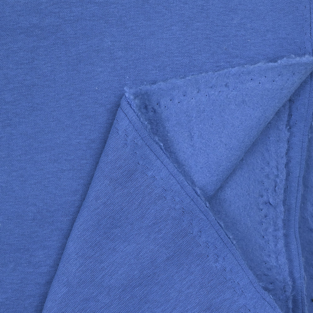 Tissu sweat minkee épais bleu bleuet - Image 4